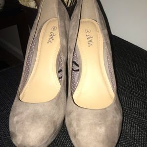 Taupe suede wedges